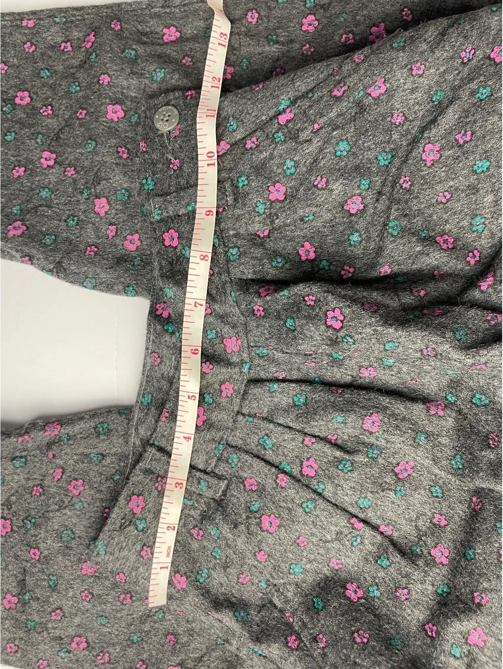 Vintage O2E by Benetton Girls Wool Blend Floral Pants Gray Pink Made Italy Sz 8